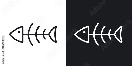 Fishbone icon in black and white outlined stroke