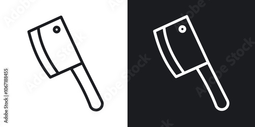 Butcher knife icon in black and white outlined stroke