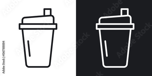 Protein shake icon in black and white outlined stroke