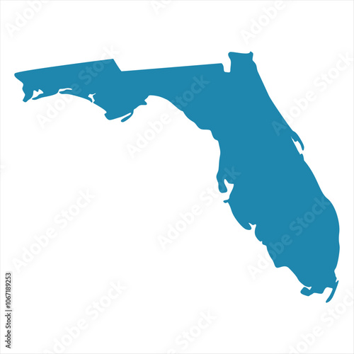 Abstract - High Detailed blue Map of Florida isolated on white background. for your web site design map logo, app, Travel. Vector illustration eps10.	
