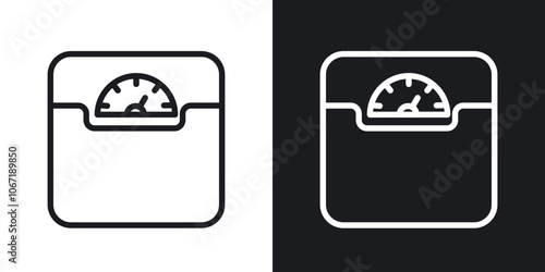 Weight scale icon in black and white outlined stroke