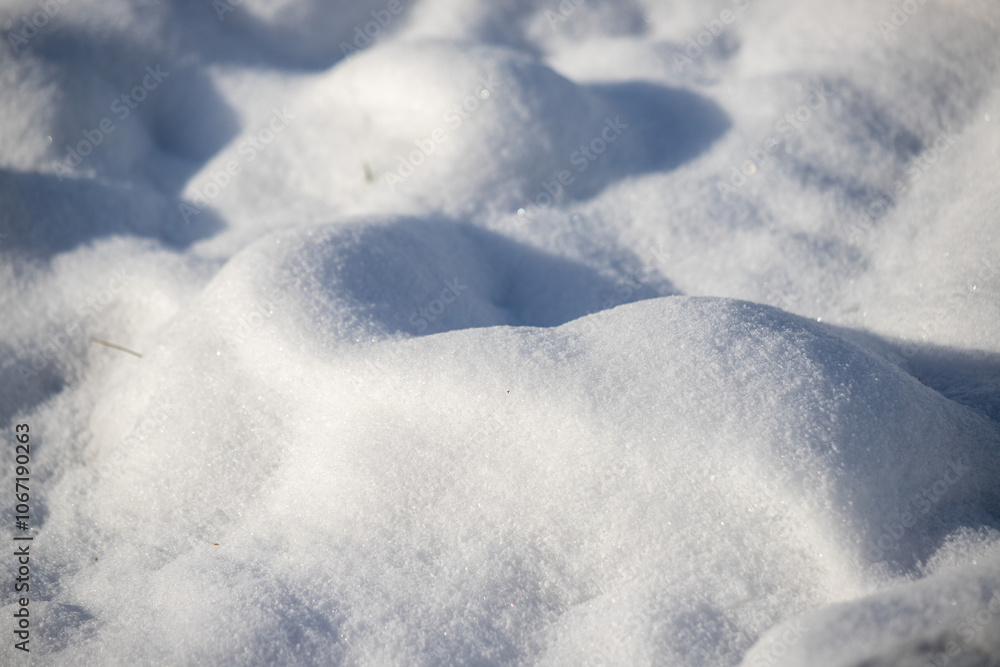 A snow covered ground with a few snowflakes A snow covered ground with a few snowflakes