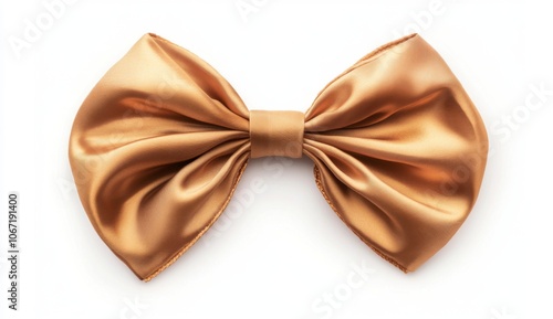 Golden Silk Bow on White Background, High-Quality Vector Illustration in Flat Design Style with 3D Rendering.