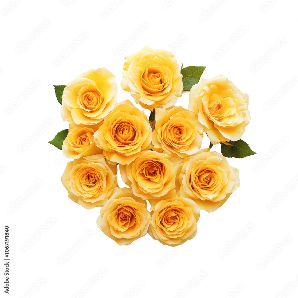 Bouquet of yellow roses isolated. PNG