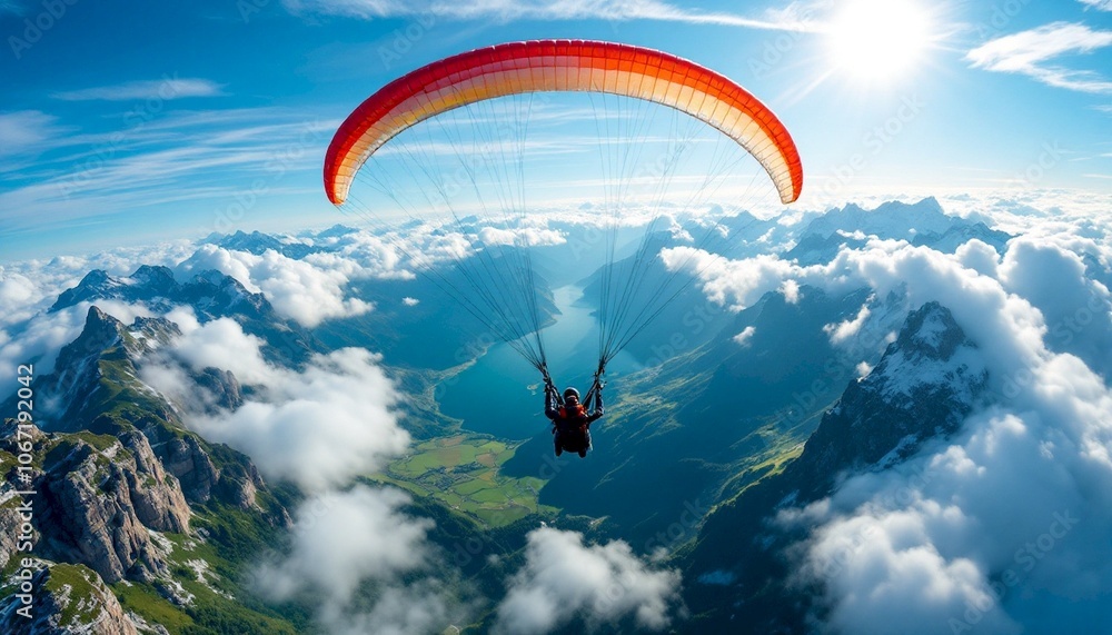 paraglider over the mountains