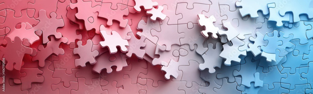 Obraz premium Puzzle pieces with different colors of puzzle pieces on them