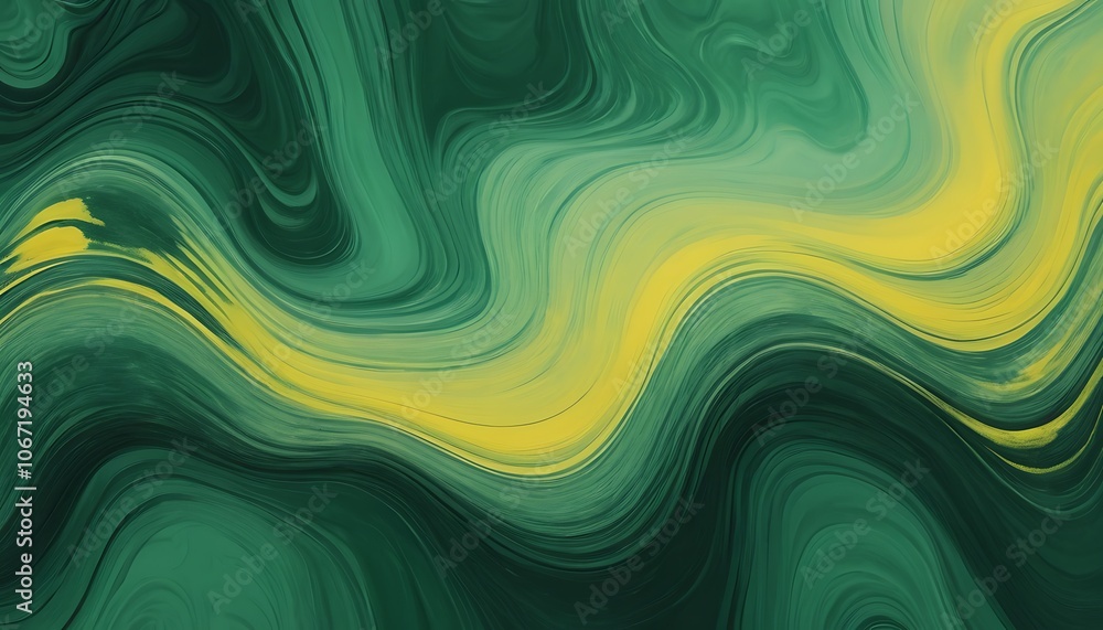 Fototapeta premium Abstract wavy twisted green and yellow color rough texture background.