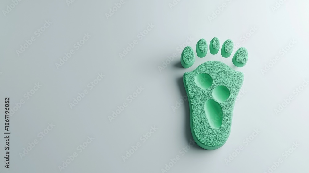 Green footprint shape on a light background, eco-friendly concept. Green footprint shape on a light background, eco-friendly concept.