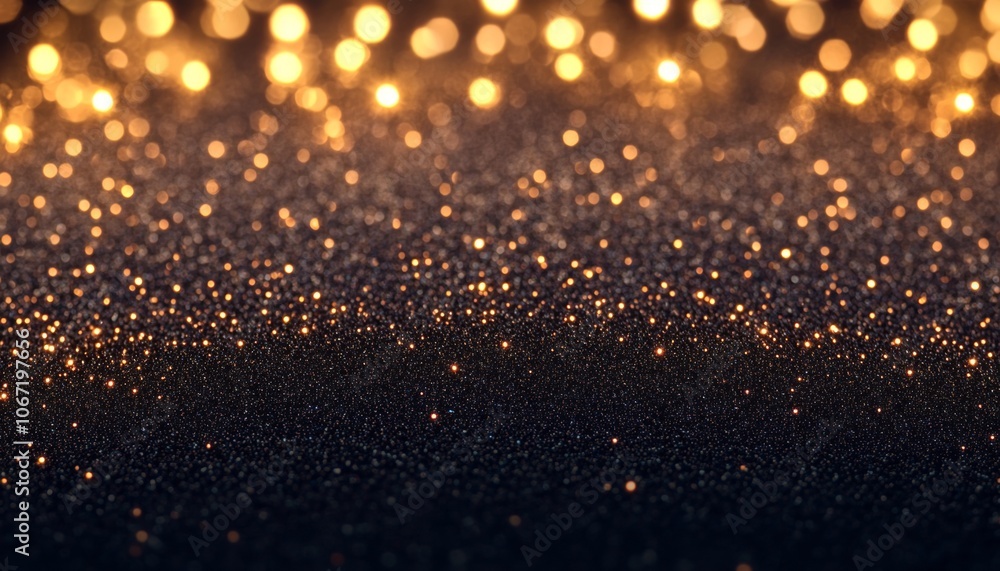 Golden glitter lights on a dark background. Abstract bokeh sparkles creating a warm, festive atmosphere. Perfect for holiday or New Year's celebrations. Golden glitter lights on a dark background. Abstract bokeh sparkles creating a warm, festive atmosphere. Perfect for holiday or New Year's celebrations.
