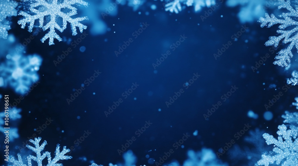 Snowflake ornaments on a dark blue background. Glittery snowflakes and bokeh create a magical winter atmosphere. Ideal for festive holiday projects. Snowflake ornaments on a dark blue background. Glittery snowflakes and bokeh create a magical winter atmosphere. Ideal for festive holiday projects.