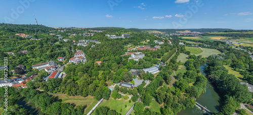 Die Kurstadt Bad Mergentheim im Lieblichen Taubertal von oben