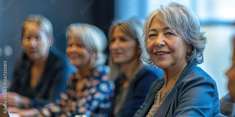 Experienced older business woman leading a team meeting. Experienced older business woman leading a team meeting.