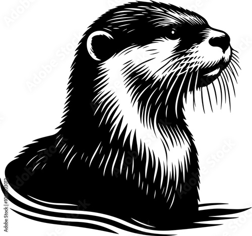 otter head silhouette  vector