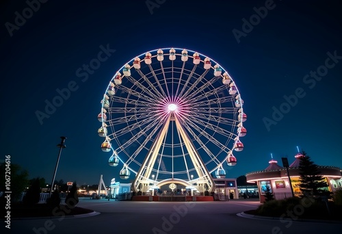 
Ferris Wheel at Night Bright Lights and Carnival Magic in the Amusement Park Festival photo