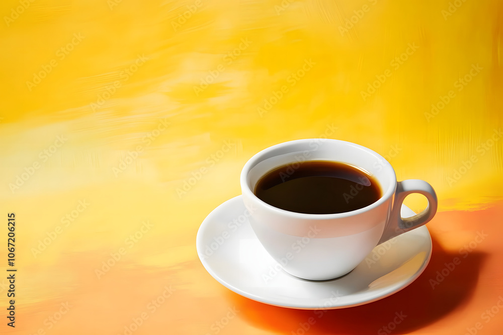 Cup of coffee with background Yellow Cup of coffee with background Yellow