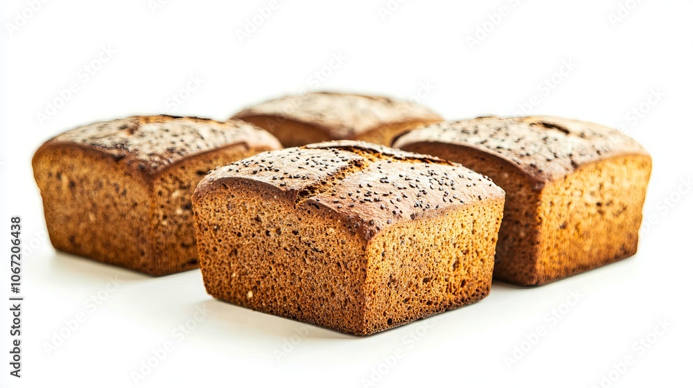 A group of three loafs of bread sitting on top of each other