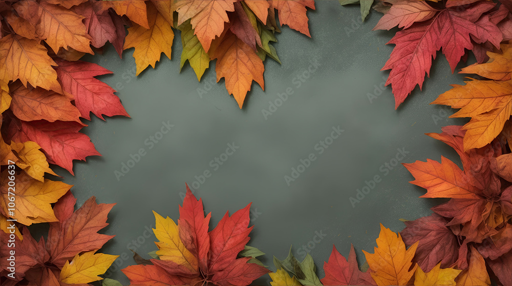 Autumn template background with vibrant color various leaves Autumn template background with vibrant color various leaves
