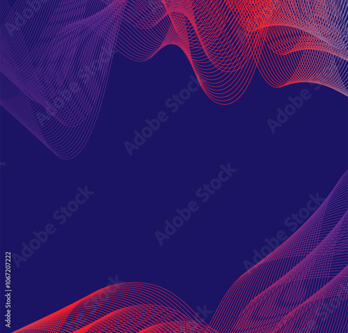 Vector background illustration.Wavy flowing curve pattern by colorful gradient blue purple pink on white background.Abstract halftone background with wavy