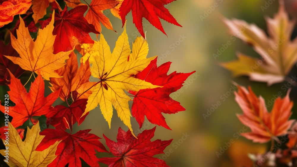 Colorful autumn leaves in vibrant shades of red, yellow, and orange Colorful autumn leaves in vibrant shades of red, yellow, and orange