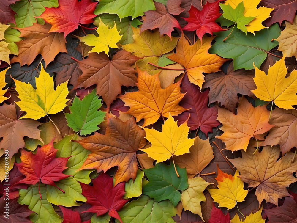 Autumn template background with vibrant color various leaves Autumn template background with vibrant color various leaves