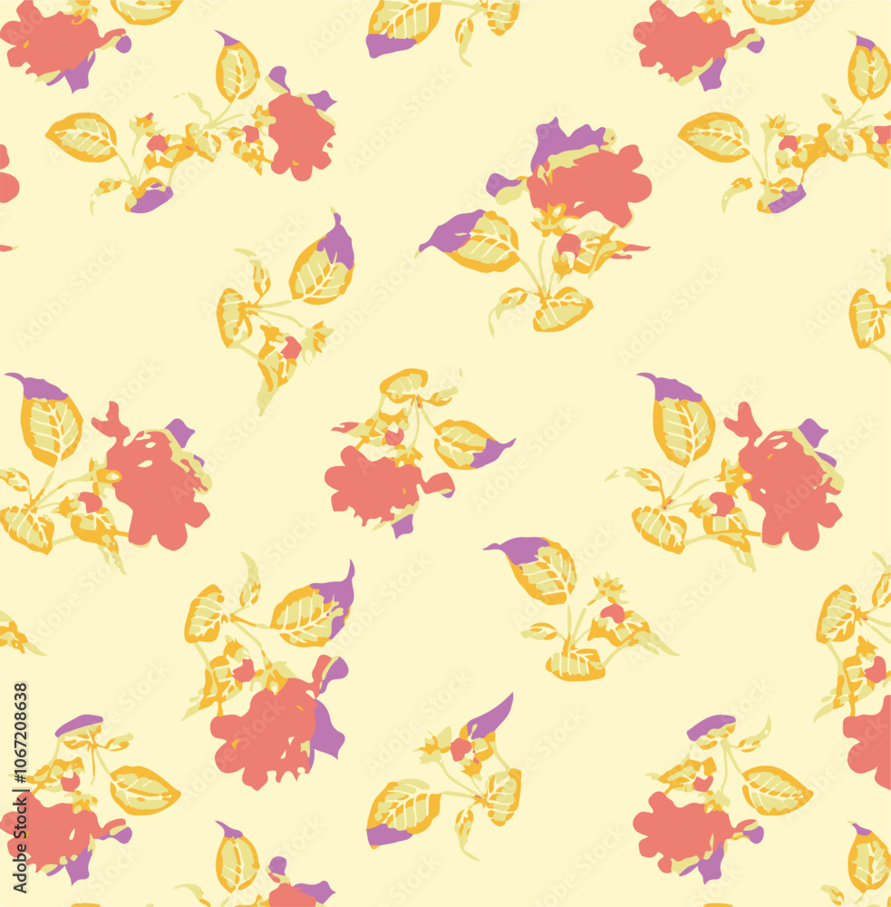 Obraz premium botanical floral vector seamless pattern with roses herbs and leaves big set background with flowers