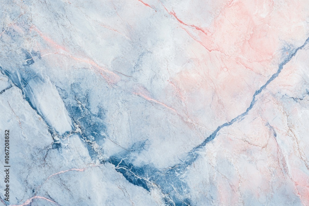 Obraz premium Light pastel marble textured background with pink and blue streaks. 