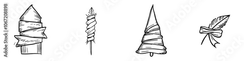 Illustration of an ancient stone knife drawn in outline form