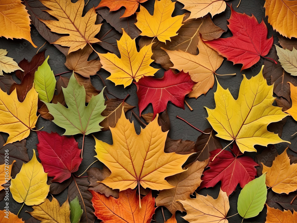 Autumn template background with vibrant color various leaves Autumn template background with vibrant color various leaves