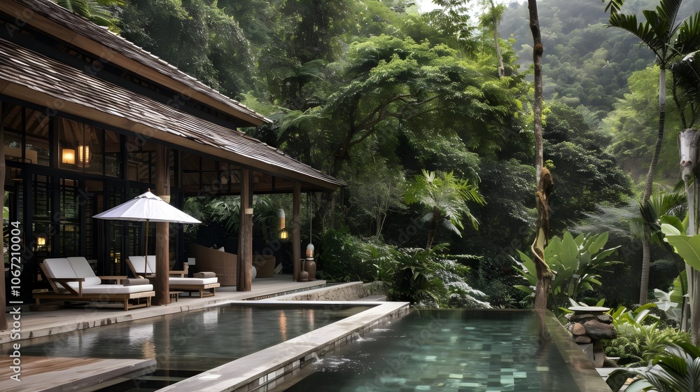 Lush Tropical Oasis with Inviting Pool and Secluded Villa in Lush Forest Landscape Lush Tropical Oasis with Inviting Pool and Secluded Villa in Lush Forest Landscape