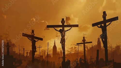 Jesus Christ on the cross mixed media artistic religion of Christians.