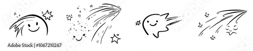 Icon depicting a star in an expression of emotion. Modern illustration.