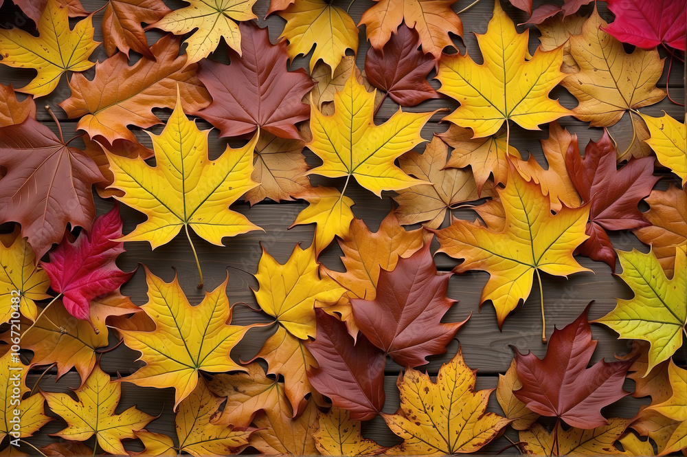 Autumn template background with vibrant color various leaves Autumn template background with vibrant color various leaves