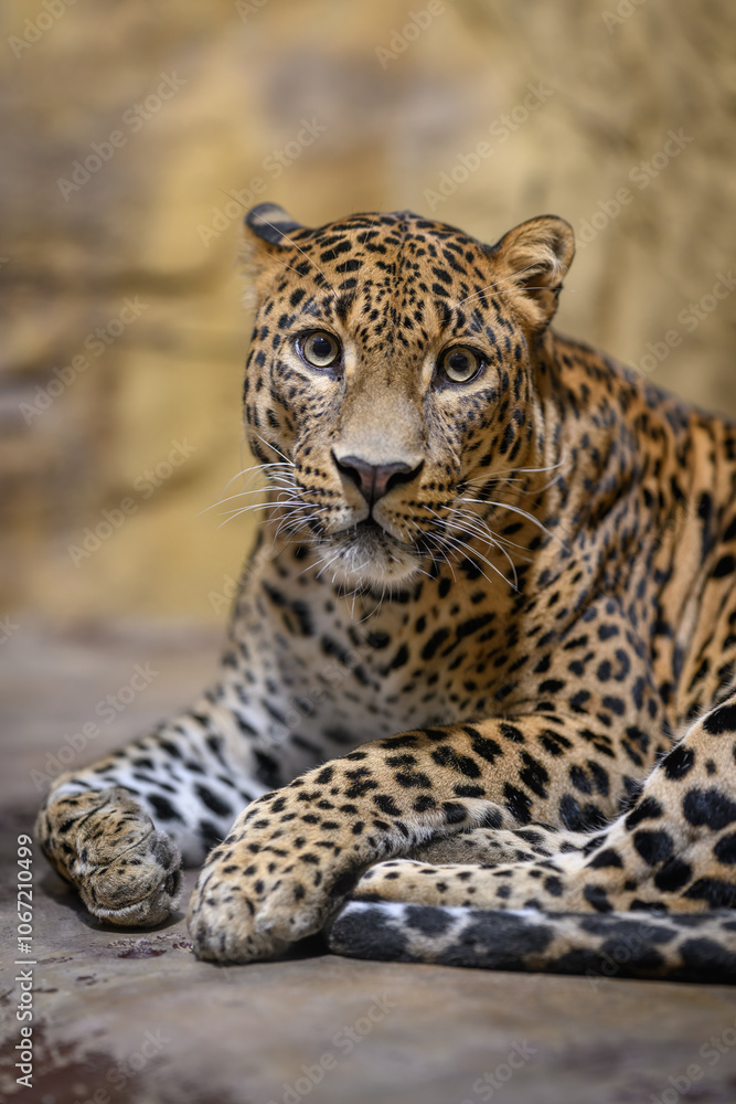 Ceylon leopard in head detail.
Ceylon leopard in head detail.