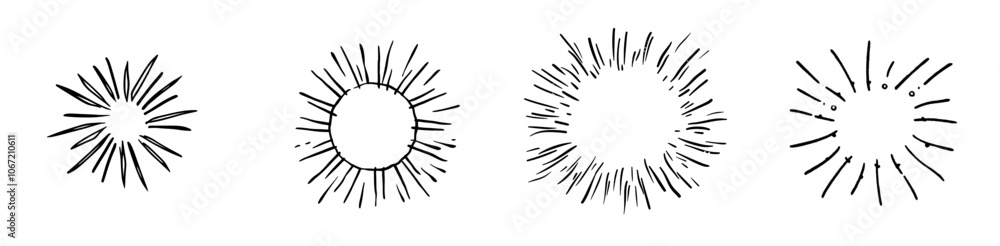 Symbol of the sun in a black line drawing or doodle logo modern illustration, the sun symbol is used for weather. Symbol of the sun in a black line drawing or doodle logo modern illustration, the sun symbol is used for weather.