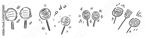 Hand drawn Maracas icon for decoration.