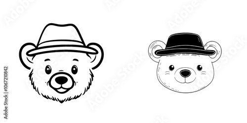 Illustration of a cute bear with a ware hat, modern illustration