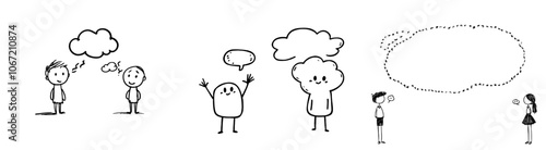 Modern line art of a group of men sharing ideas. Concept art.