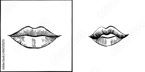 Illustration of hand drawn lips isolated on white