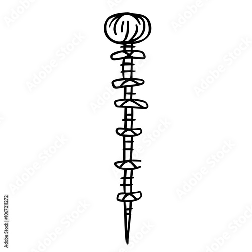 The flail or morning star mace illustration is hand drawn and isolated