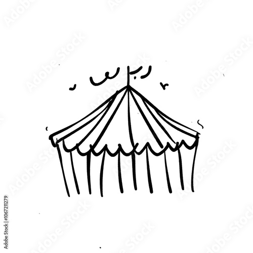 Modern illustration of a modern circus tent hand drawn on an isolated background