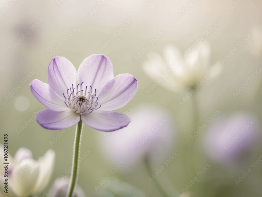 A close up of a purple flower with a few other flowers in the background. A close up of a purple flower with a few other flowers in the background.