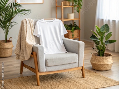 Simple T-Shirt Look in a Cozy Living Room 🌿