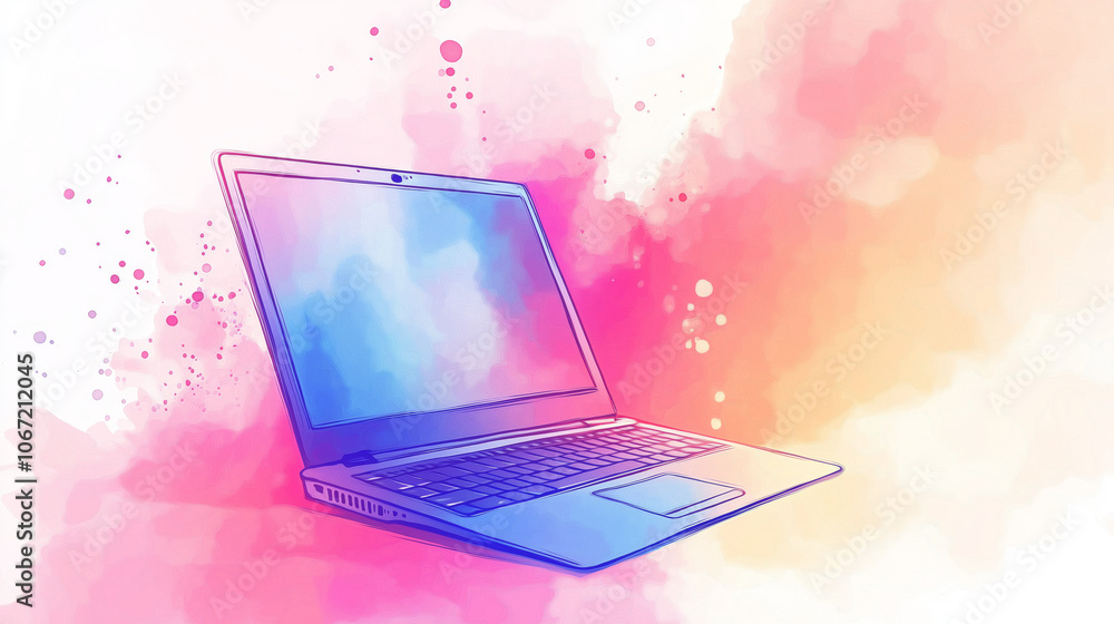 International Day of Education digital learning concept with modern laptop illustration on colorful abstract background, online education, remote studies, technology in education, virtual classroom International Day of Education digital learning concept with modern laptop illustration on colorful abstract background, online education, remote studies, technology in education, virtual classroom