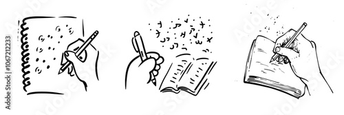 This handwriting outline icon is elegant and modern and can be used in educational designs.