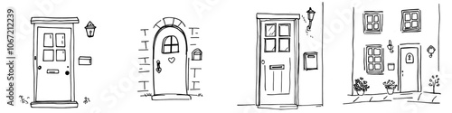 Isolated modern hand drawn illustration of a toilet or bathroom door