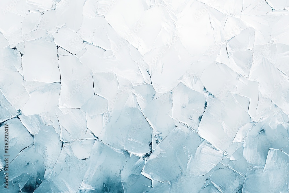 Obraz premium Abstract background of ice with cracks, frosted glass texture, in the style of white color. 