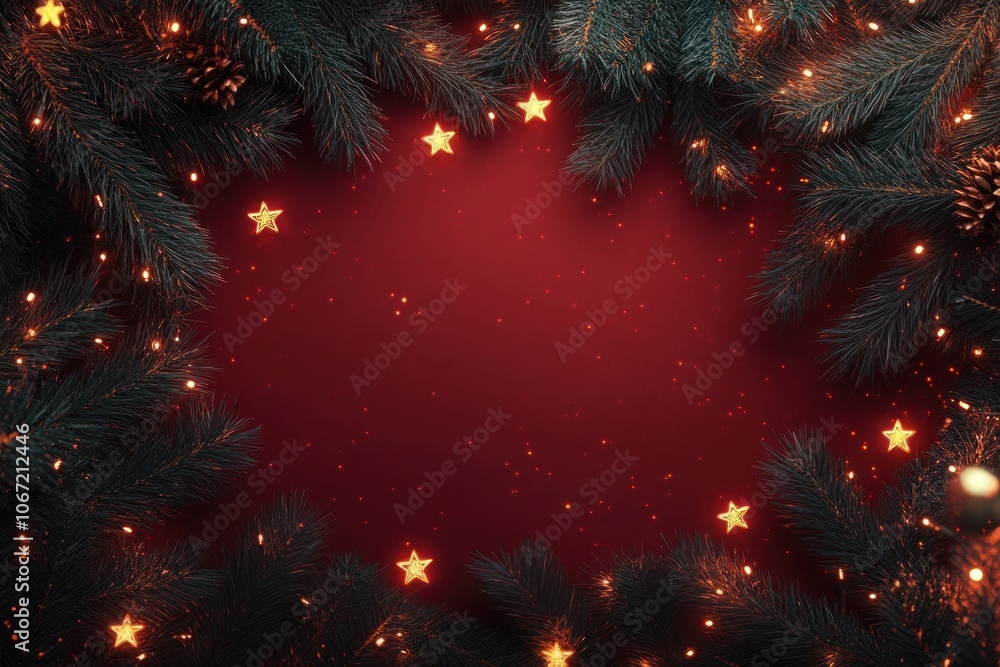 Pine leaves branches christmas background lights. Pine leaves branches christmas background lights.