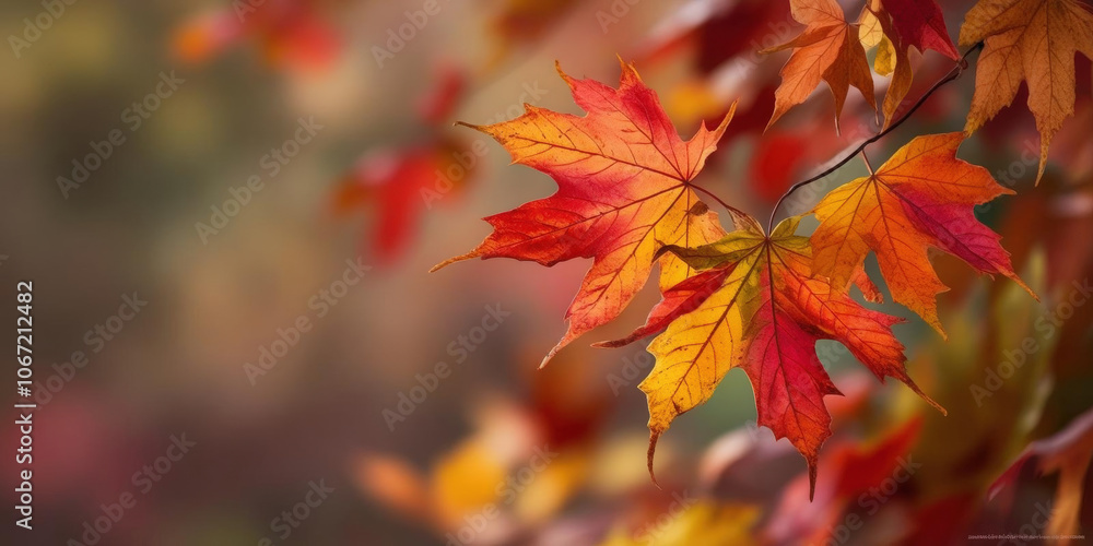 Colorful autumn leaves in vibrant shades of red and orange Colorful autumn leaves in vibrant shades of red and orange