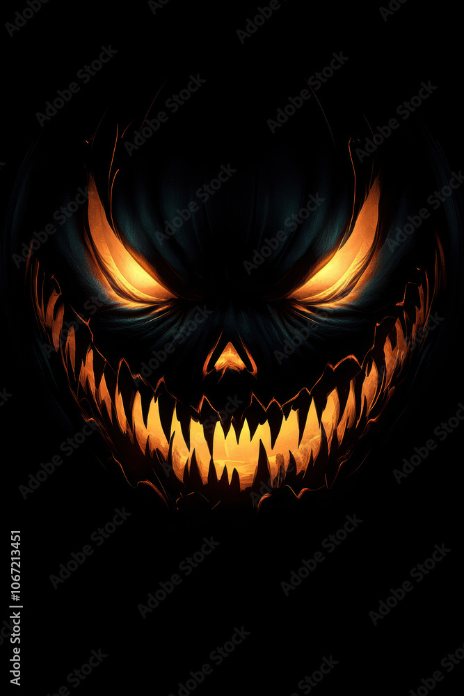 Jack-o'-Lantern with Fangs and Sharp Teeth Jack-o'-Lantern with Fangs and Sharp Teeth