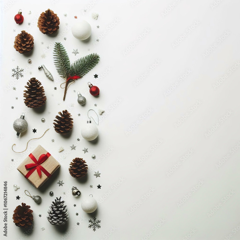 Obraz premium WHITE Christmas Border | Winter Frame | Festive Frame | Snowy Scene | Christmas Decor